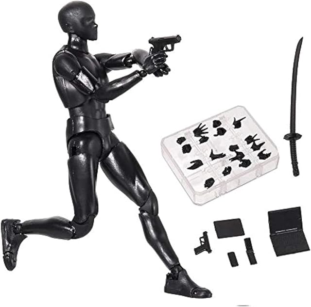 AXITWXIT Action Figures Body-Kun & Body-ChanPVC Figure Model Drawing for S H Figuarts with Box for Artists (Black, Body-Kun)