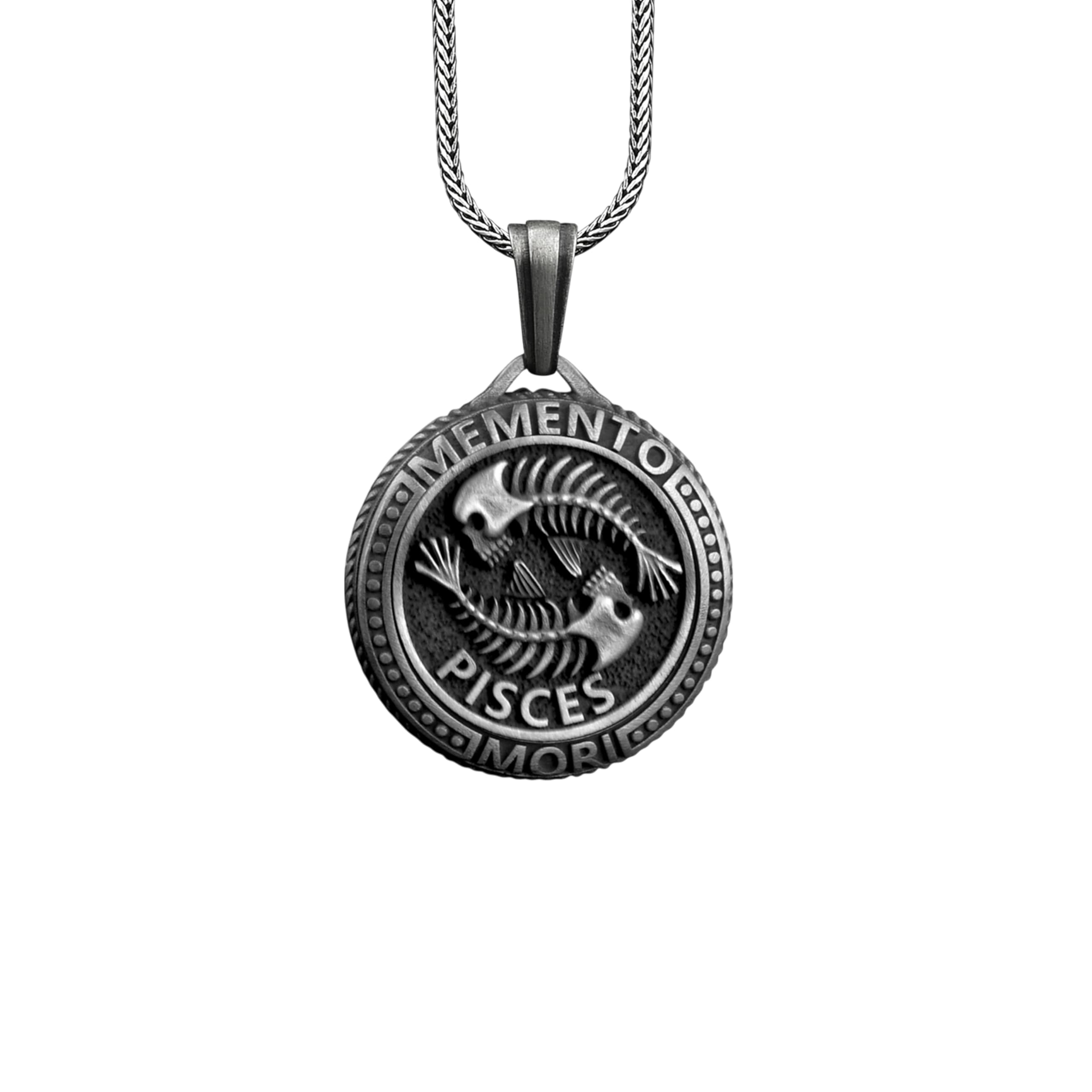 Taurus Memento Mori Munt Ketting In Zilver, Sterrenbeeld Munt Ketting In Punk, Gotische Astrologie Ketting Voor Man, Stier Schedel Ketting