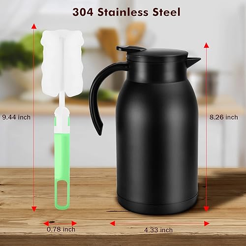 Miniatura 2 de Stainless Steel Thermal Coffee Carafe Dispenser, Unbreakable Double Wall Vacuum Thermos Flask Large Capacity 40oz 1.2L Water Tea Pot Beverage