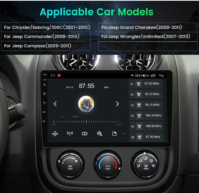 Miniatura 3 de 8+128GB 8Core Android Car Stereo para Jeep Wrangler JK Compass Grand Cherokee Dodge Ram Bluetooth Radio de coche Navegación GPS, unidad principal de