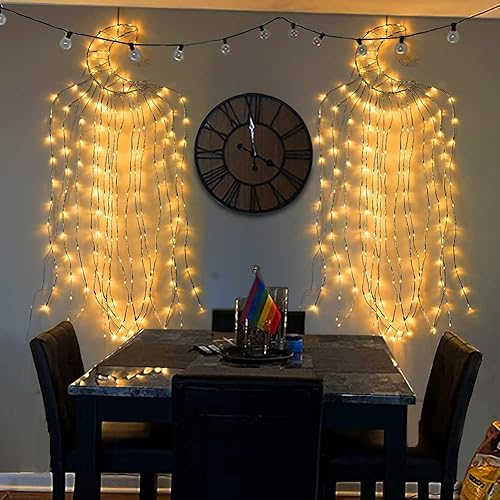 Vines for Room Decor, Christmas Decorations Indoor Home Decor Moon Dream Catchers Fake Vines Lights, 4.7FT 218 LEDs Artificial Plants Hanging Lighted Vines for Bedroom Living Room Boho Walls Decor