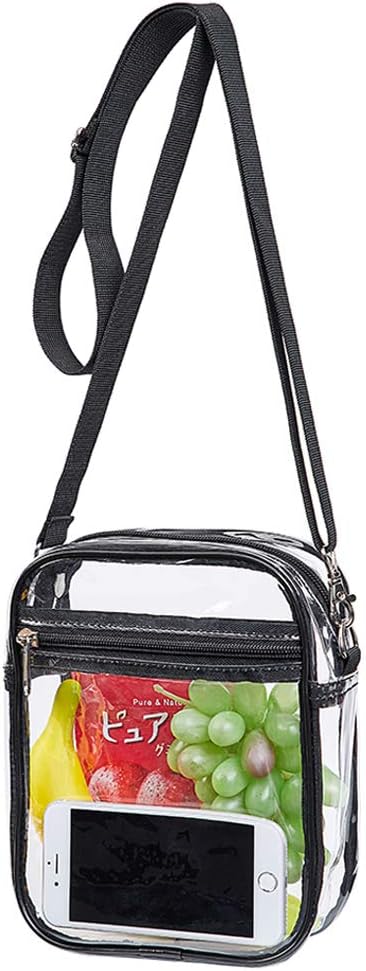 Clear Crossbody Purse Bag, Clear Stadium Bag with Adjustable Shoulder Straps