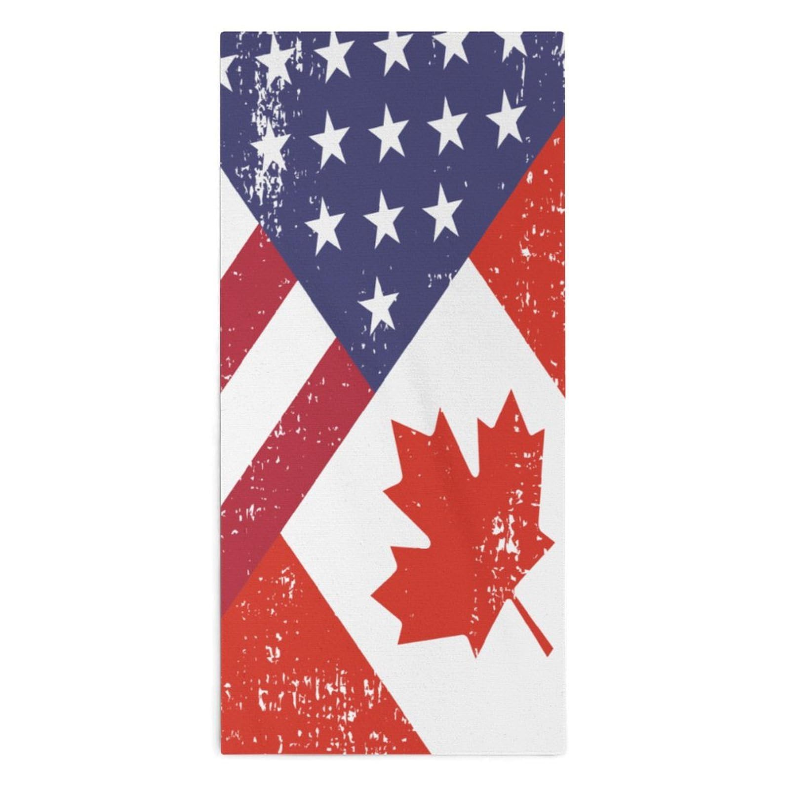 NCLQVJXZKHW Retro America Canada Flag Hand Towels Soft Face Towel Gym Bathroom Travel Hotel 13"x28"