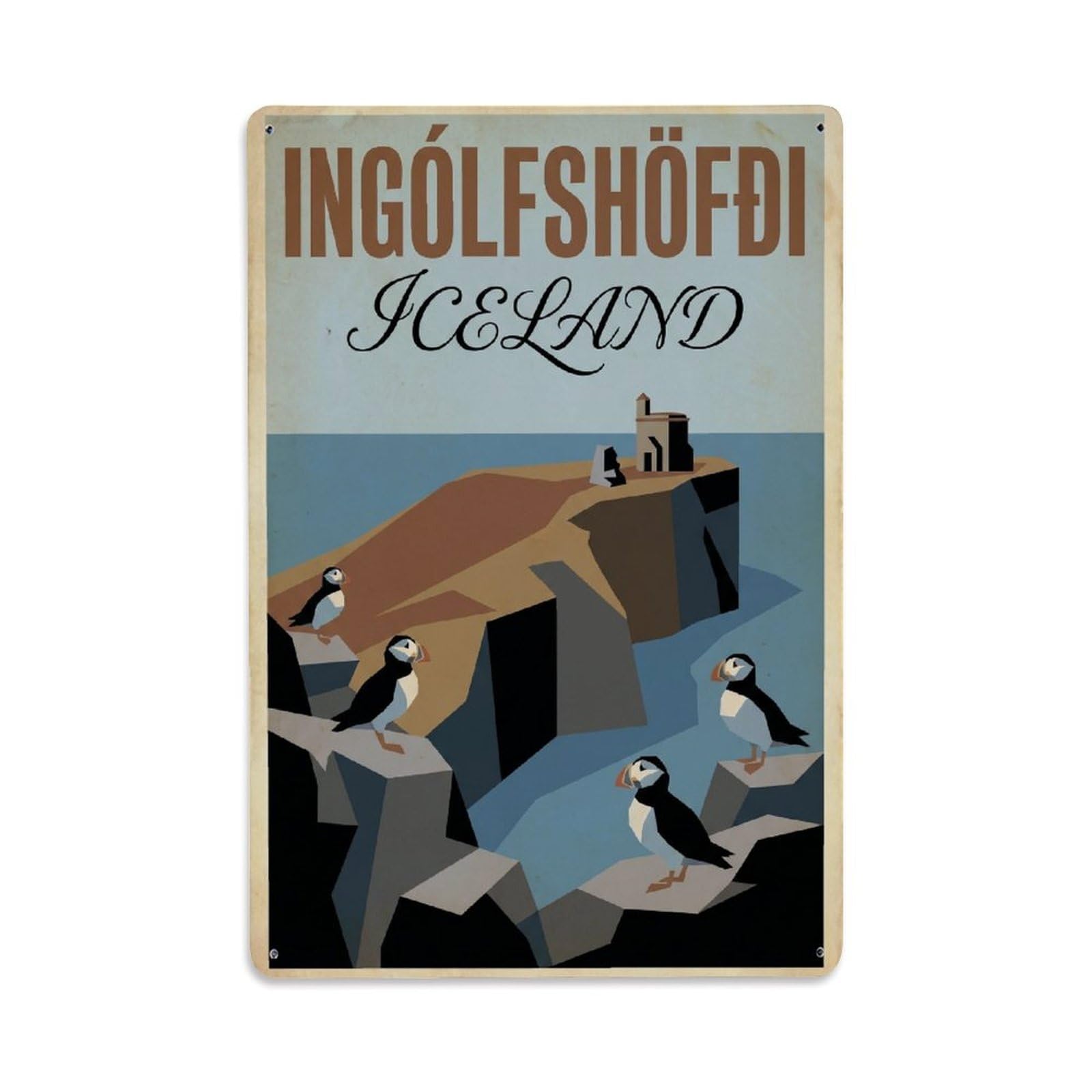 Gead 8X12inch Style Vintage Travel Ingolfshofdi Iceland Cape Metal Tin Sign