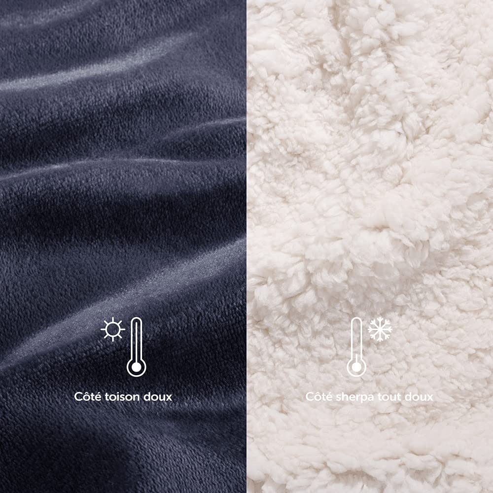 Blumtal Premium Sherpa Kuscheldecke miękka – Koc do mieszkania 150x200 cm – certyfikowany przez OEKO-TEX – koc w kolorze Dark Ocean-Niebieski