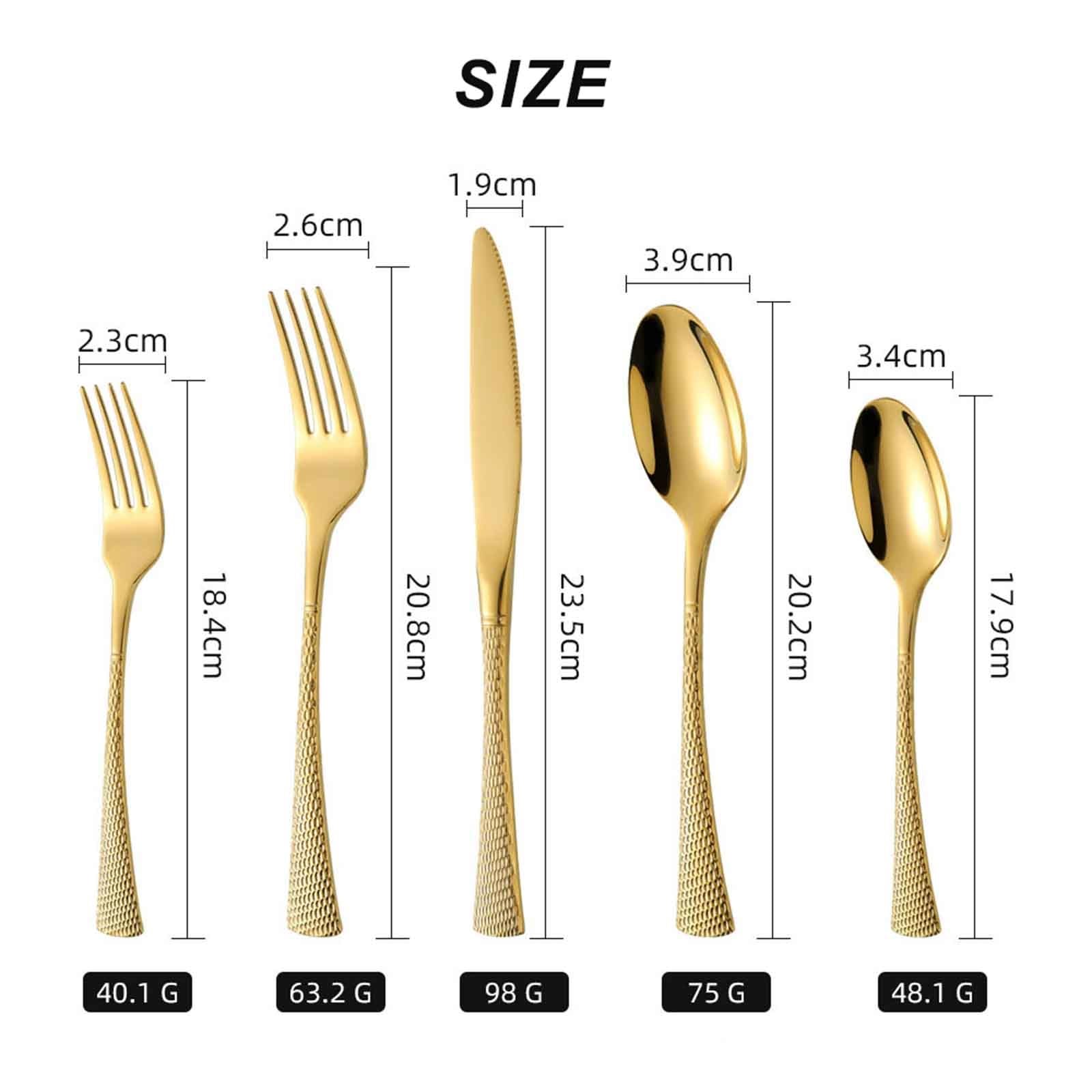 Couverts De Table 5/15 Pieces Martelées Argenté Or Couverts En Acier Inoxydable