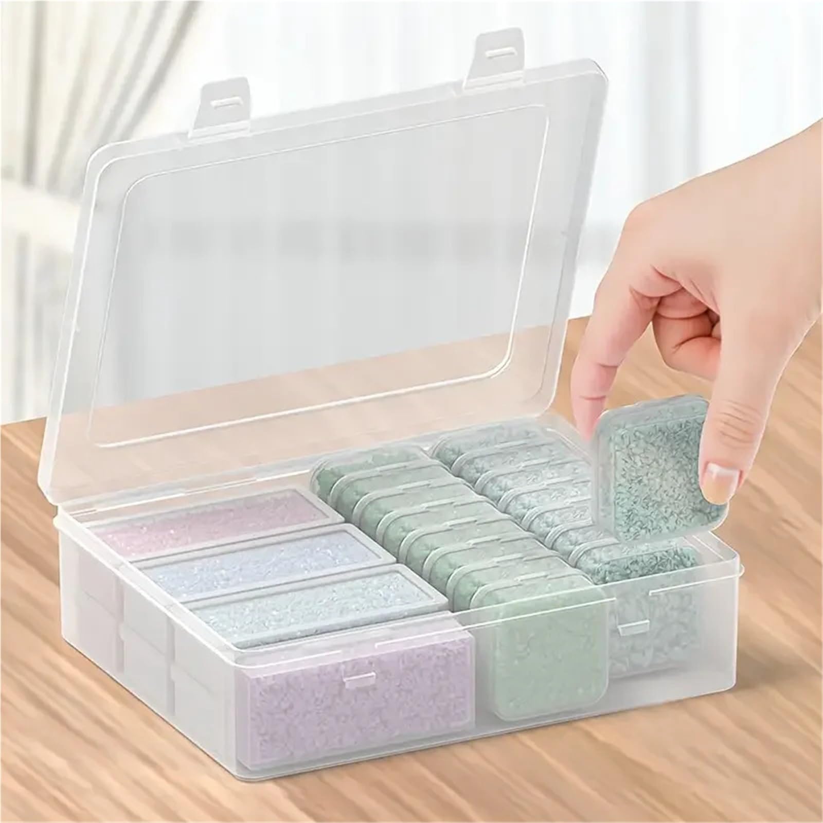 Aufbewahrungsbox für Fuse Beads 7 große rechteckige Boxen, 16 kleine quadratische Perlenaufbewahrungsset, transparenter Behälter mit Deckel(2Pcs)