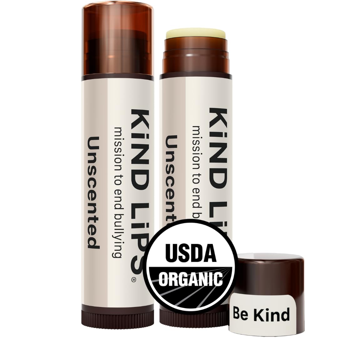 Kind Lips Unscented Lip Balm for Dry Cracked Lips Moisturizing Lip Balm Hypoallergenic Organic Fragrance Free Repair Stick (2 Pack)