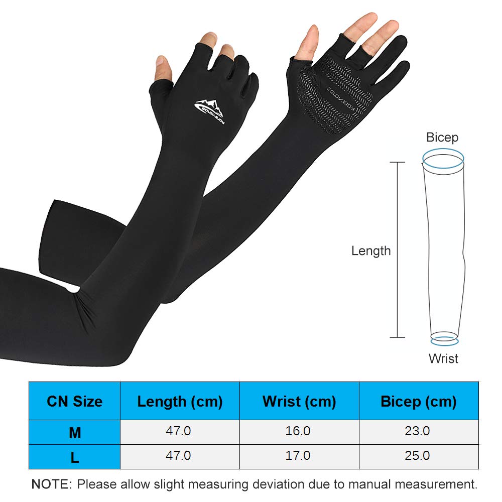HUIOP Manicotti per braccio di raffreddamento con dita ergonomiche per uomo e donna, protezione solare, maniche lunghe per ciclismo, guida, corsa, golf, calcio, basket