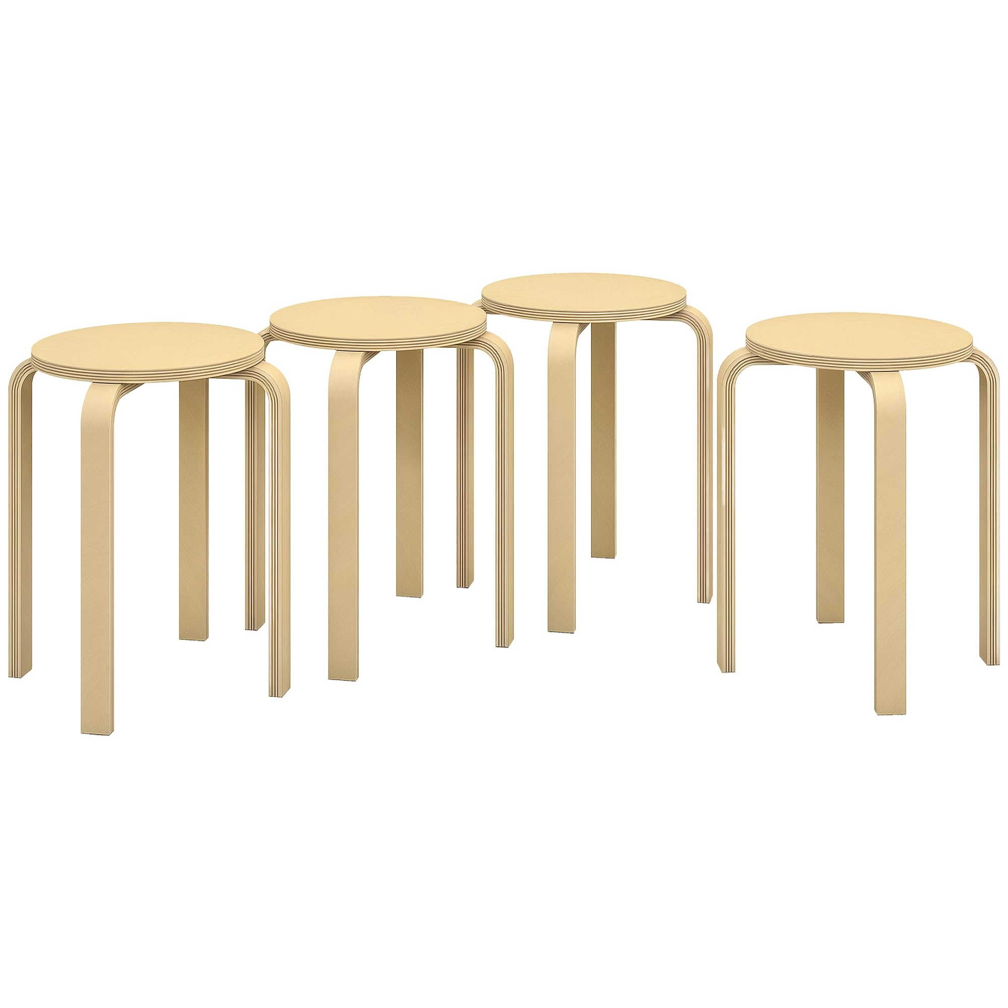 2 Sgabelli Impilabili In Legno Yawinhe - Per Cucina, Bar O Feste, Design Moderno E Pratico - Foto 3