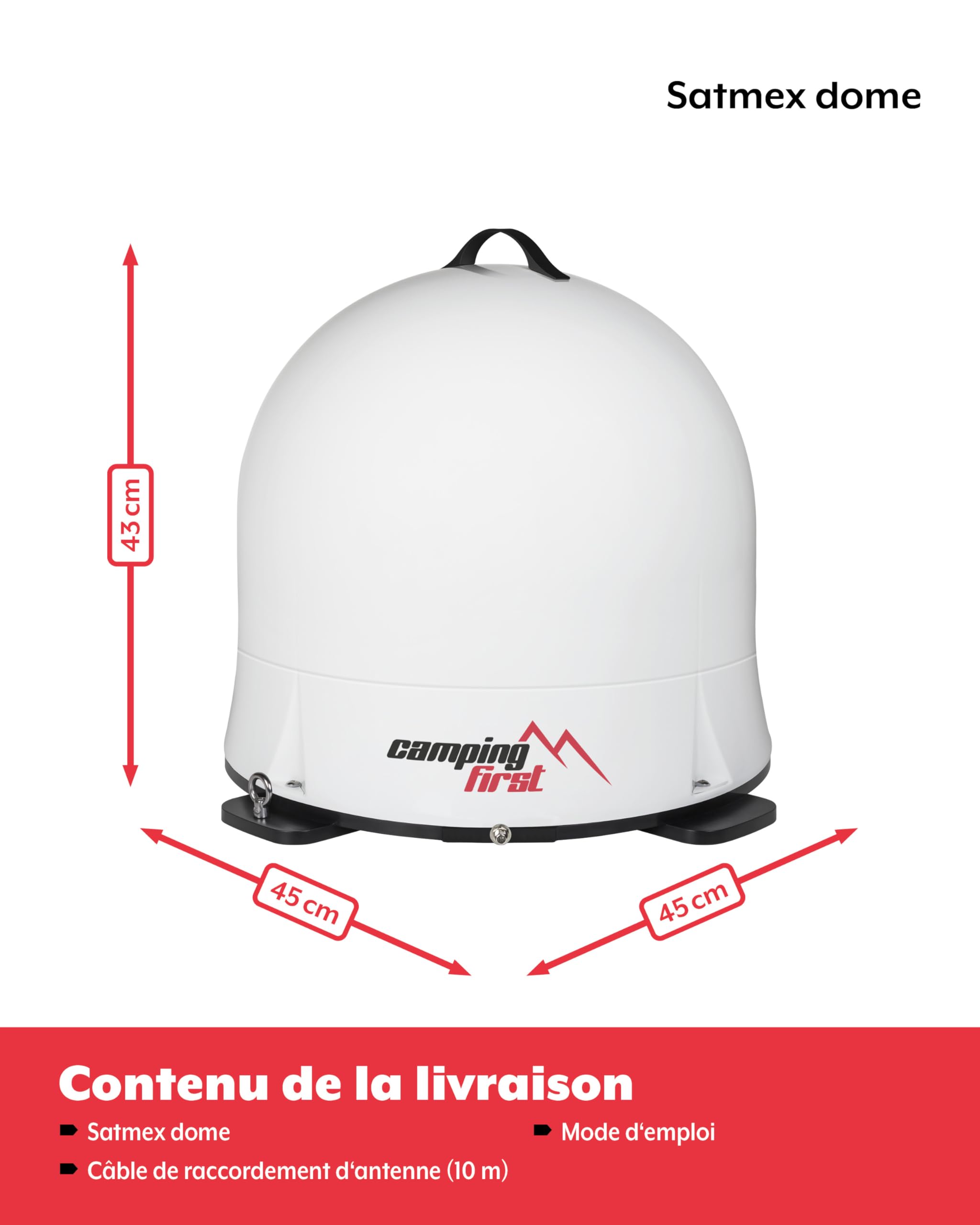 Satmex Dome – Antenne Satellite Mobile Automatique – Blanc | Alignement automatique sur Astra 19,2°E, dôme robuste, sans alimentation externe nécessaire