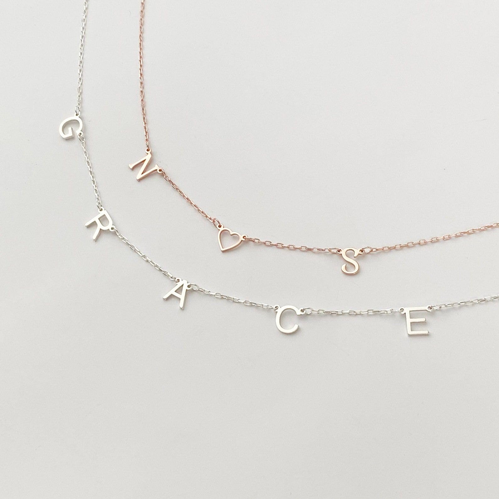 Personalizzato argento sterling collana con iniziale lettera gioiello