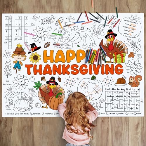 Fall Thanksgiving Coloring Poster 43.3x31.5 Inches Giant
