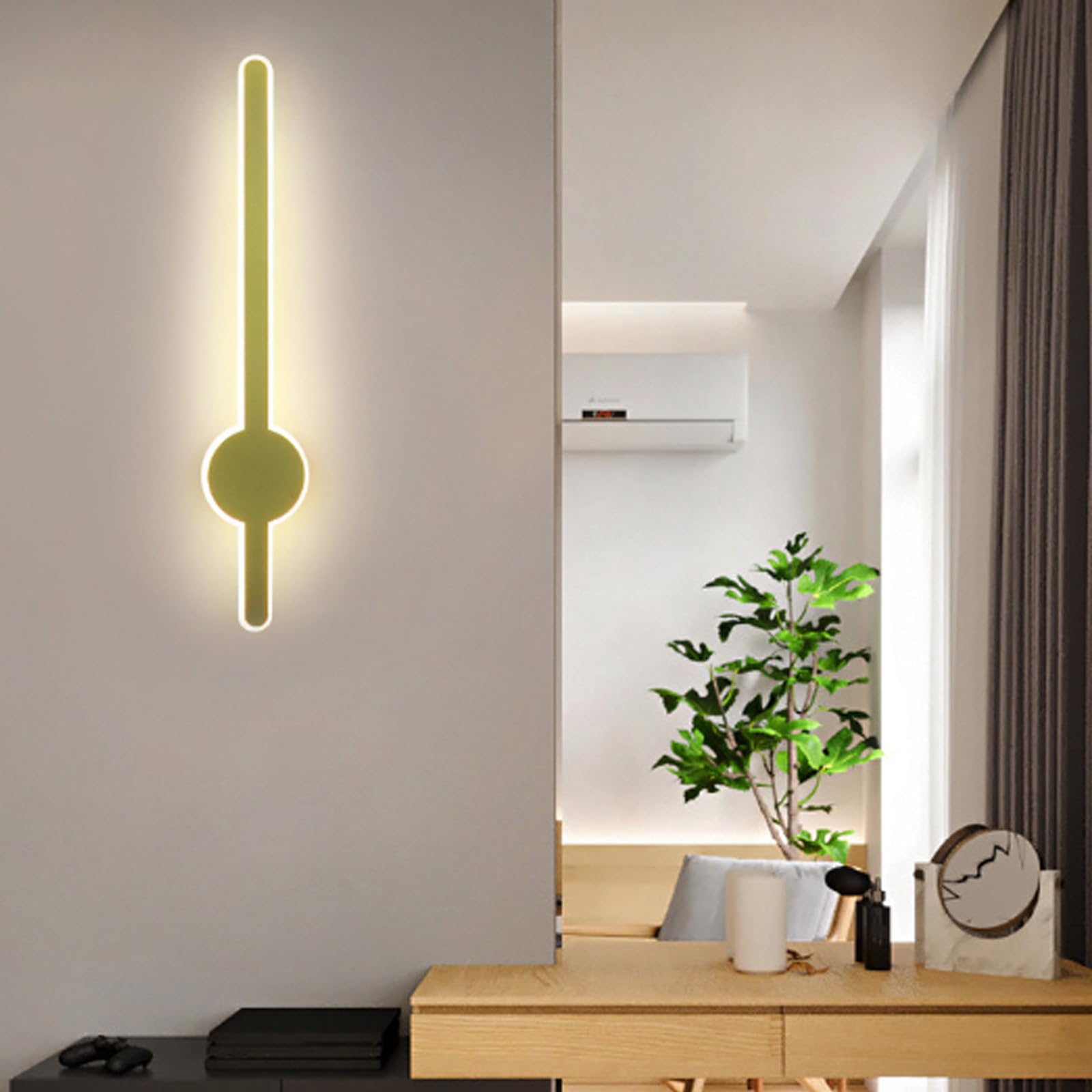 HCZKIUJY LED Wall Sconces, 3-Color Adjustable Wall Lights (Gold Neutral Light-80cm)