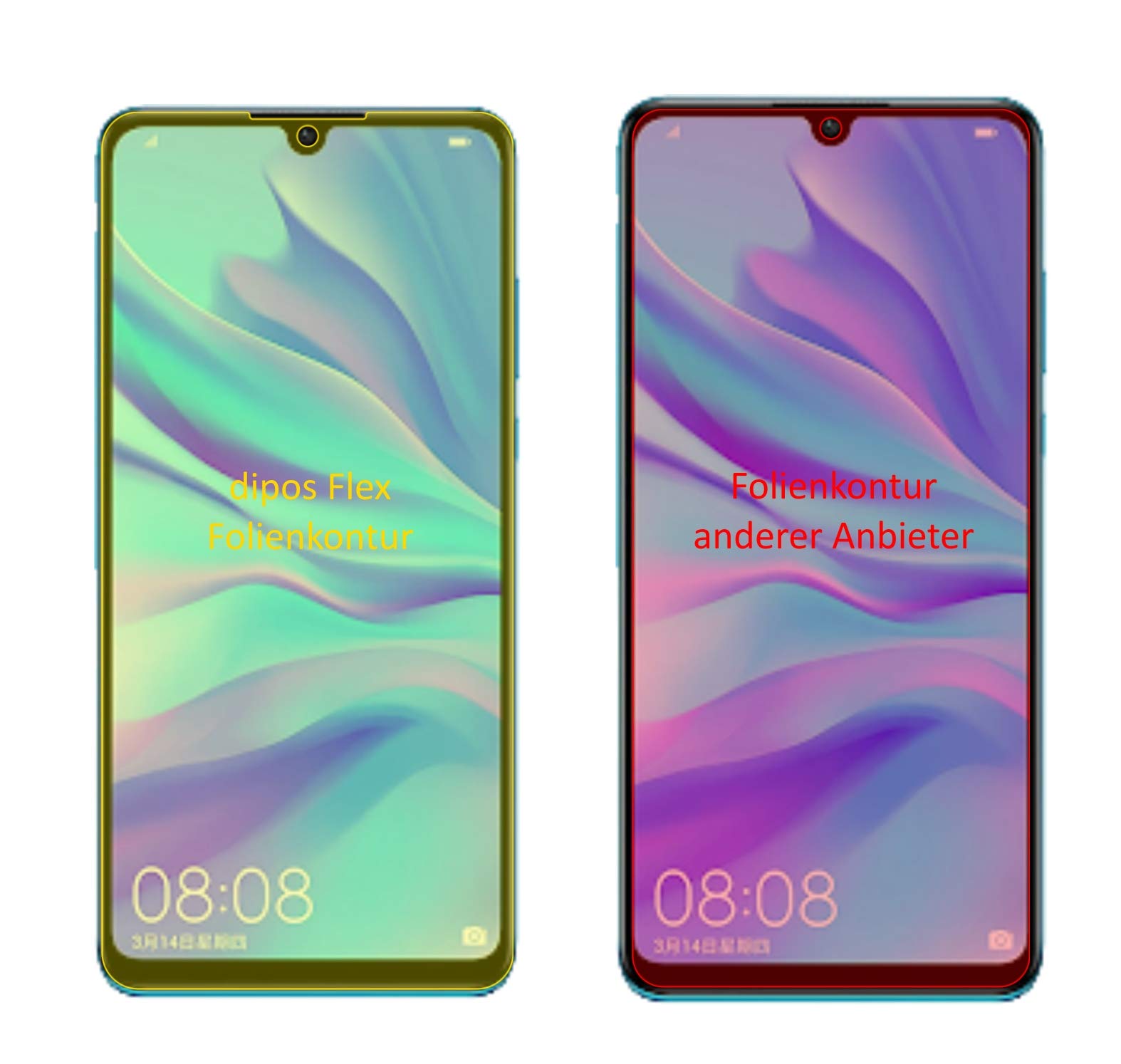 Pellicola Protettiva Dipos I 3X Per Huawei P30 Lite - Copertura Totale Del Display Curvo, Anti-Urto, Made In Germany