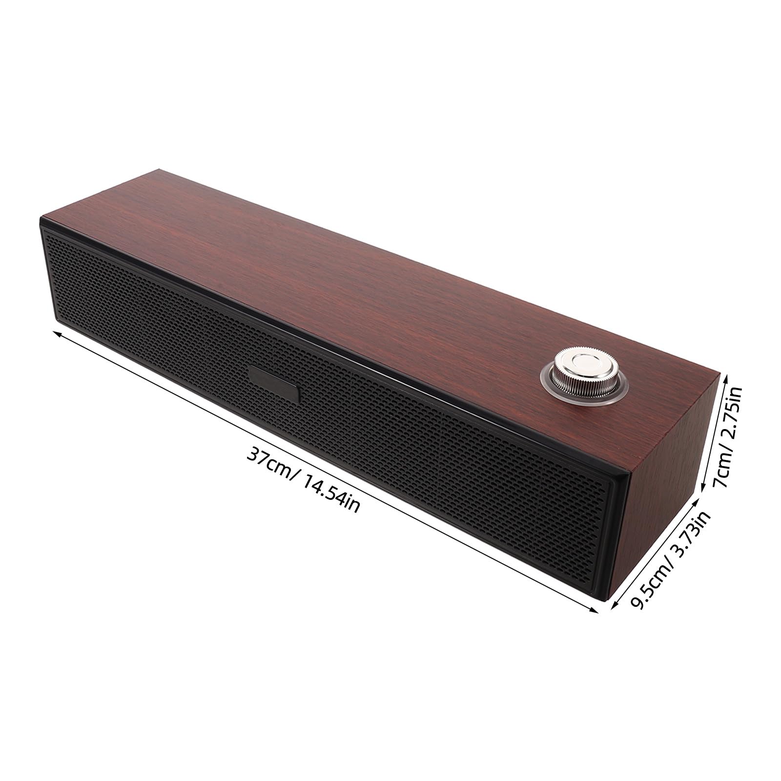 ibasenice Altoparlante per Computer: Soundbar per PC con Suono Stereo - Altoparlante soundbar in Legno da 14,6" per Monitor Desktop, Laptop, USB e connessione cablata da 3,5 mm