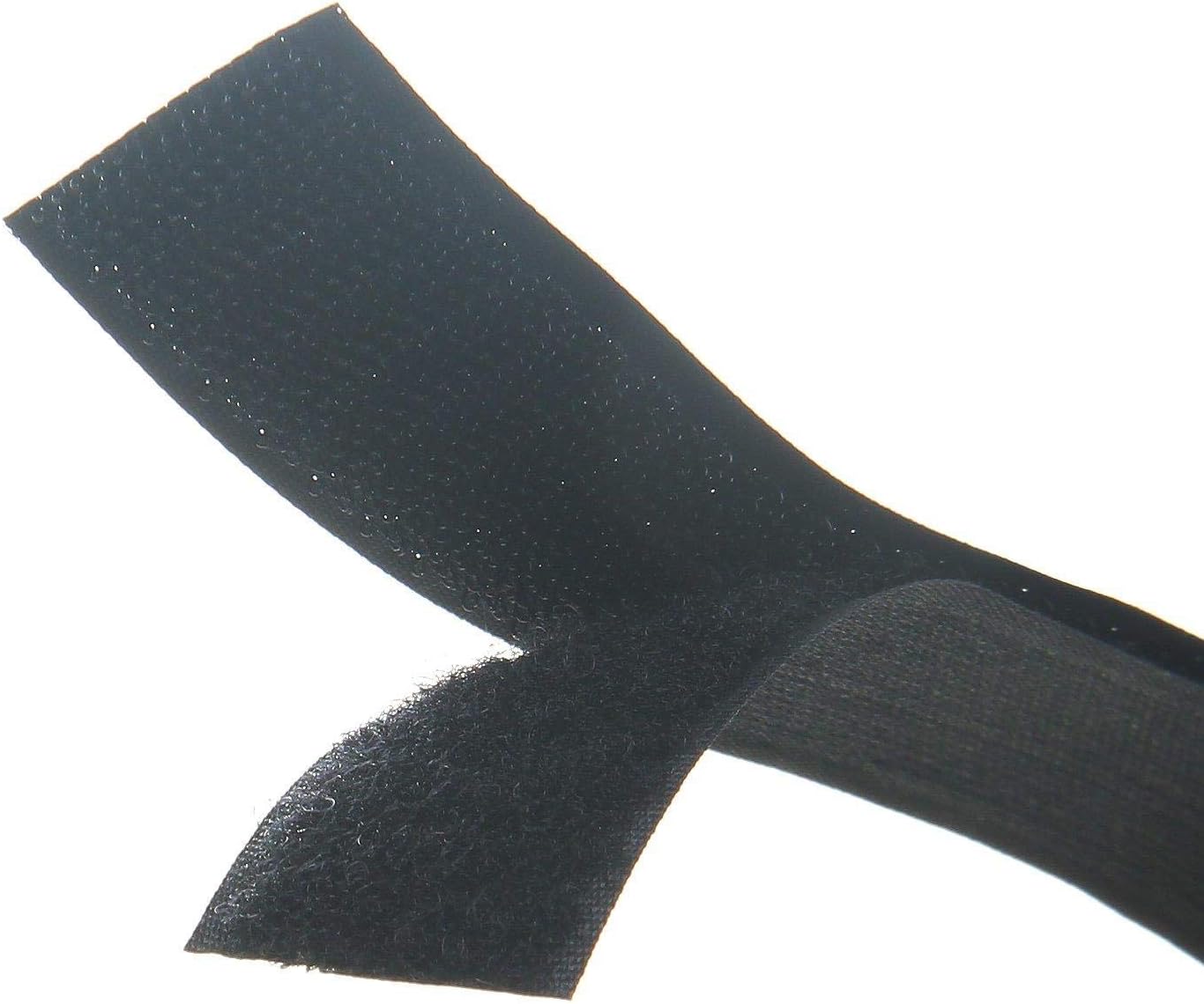 Black Sew On Hook and Loop Tape Set with Non-Adhesive Back Nylon Fabric Fastener 3cm-5m