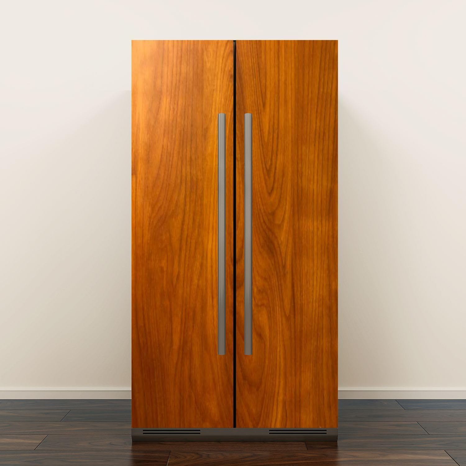 Self Adhesive Vinyl Refrigerator Wrap Set Brown Wooden Texture Door Mural Removable Fridge Sticker Peel and Stick Decal Rustic Kitchen Decor, Style 6