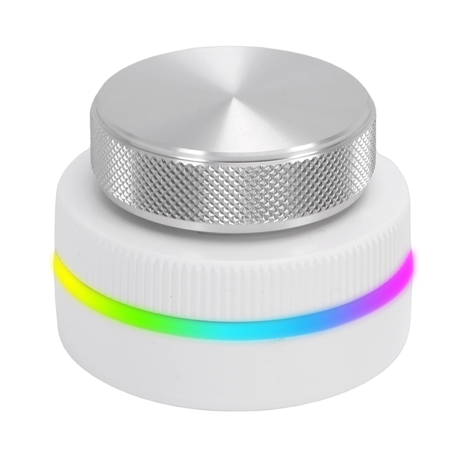 Custom Knob USB C Controller RGB Light Volume Control for PC Laptop Tablet Multifunctional Controller for iOS White