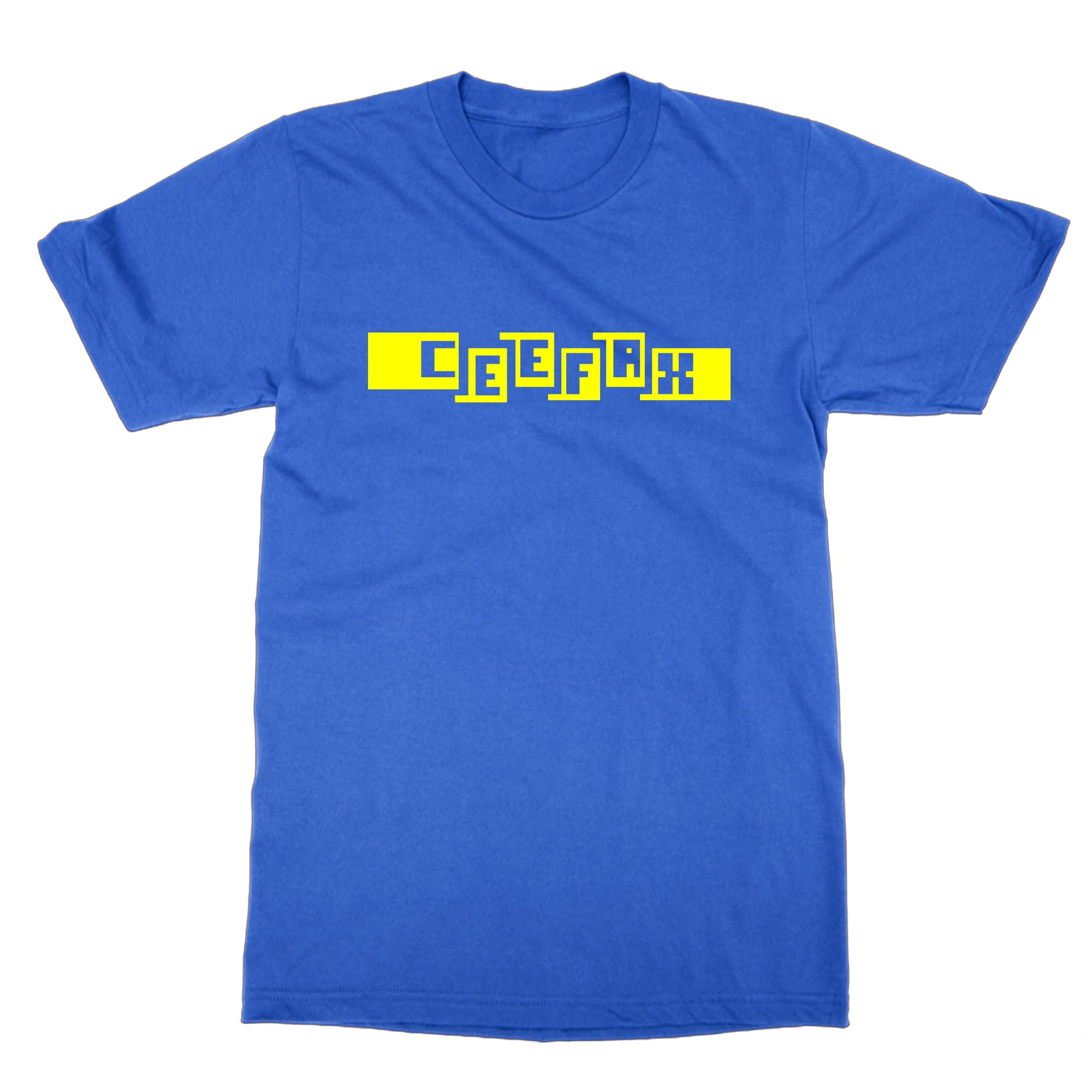 Cliquewear Men's Blue Ceefax Logo Retro Nostalgia T-Shirt (, Xl)