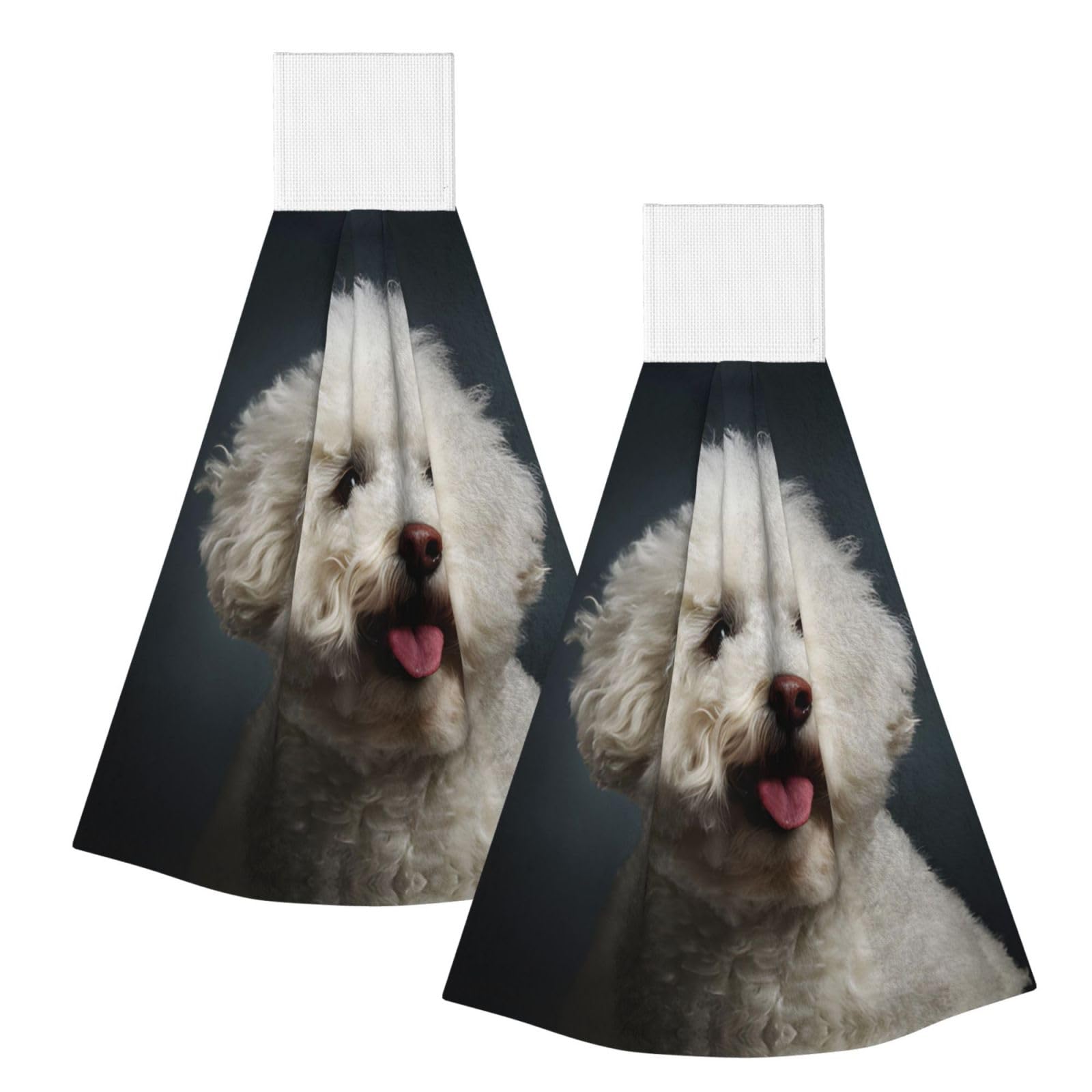 JUANYQME Bichon Frise Dog Printing Hanging Coral Fleece Towel Super Absorbent Soft Towel, Fluffy And Light Quick-Drying Noodles.