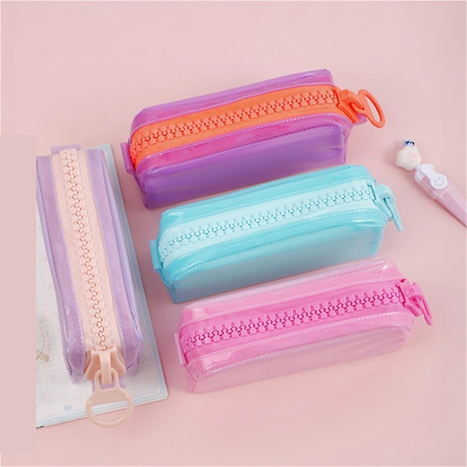 Estuche for lápices con Cremallera Grande, 2 uds., Cuadrado, Gran Capacidad, papelería for Estudiantes, Suministros Escolares, Bolsa de Almacenamiento para Estudiantes(Green)