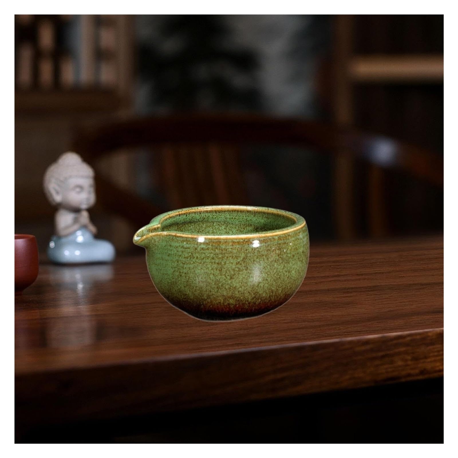 Ceramic Matcha Bowl Handmade Tea Cup Japanese Bowl(Green)