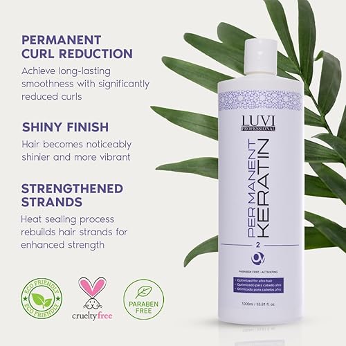 Miniatura 4 de LUVI COSMETICS - Tratamiento de alisado de queratina permanente brasileña, sistema alisador para todo tipo de cabello, tratamiento capilar para
