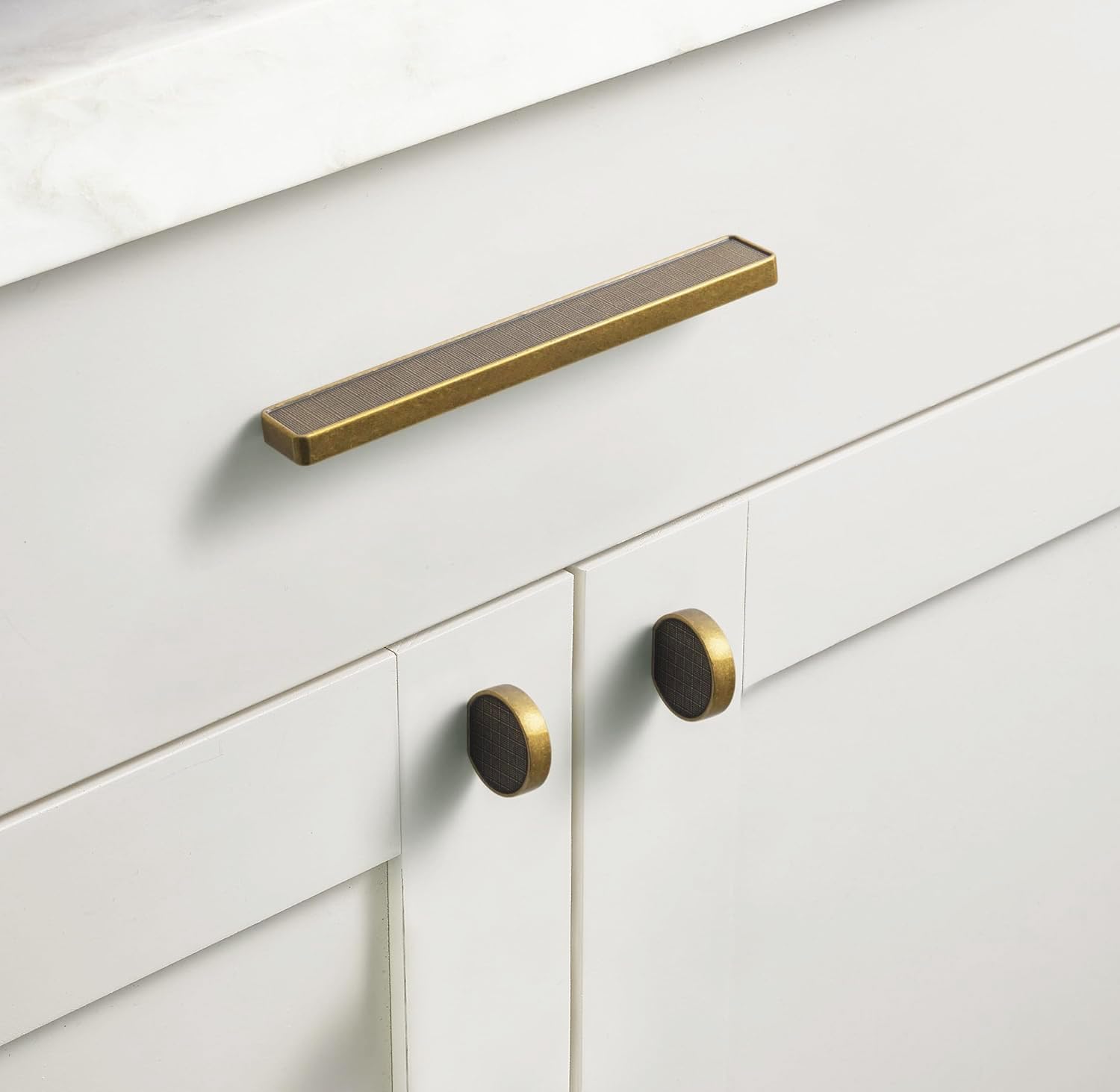 Goo-Ki 6 Pack Cabinet Knobs Antique Brass Zinc Alloy Kitchen Drawer Knobs Hardware, Single Hole Drawer Pull Handles for Bar Furniture