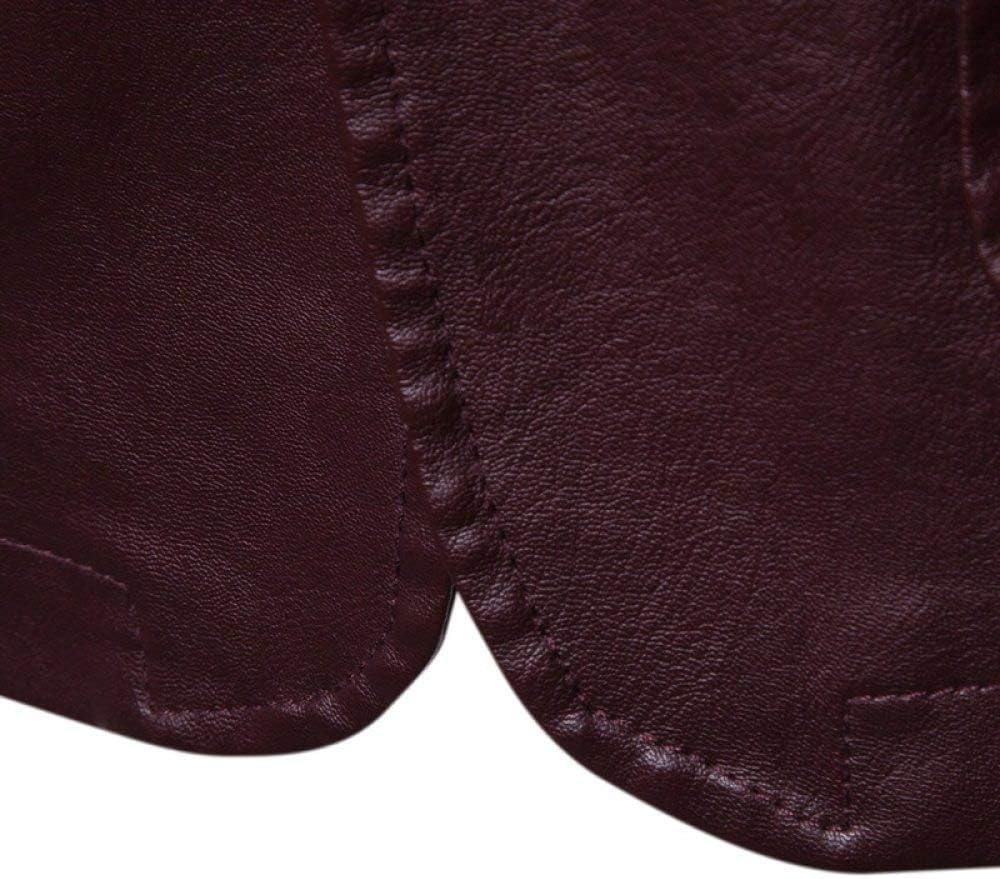 Genérico Chaqueta De Piel Sintética para Hombre, Cortavientos E Impermeable, De Corte Ajustado, Otoño E Invierno, Estilo Bomber Retro (Burgundy XXL)
