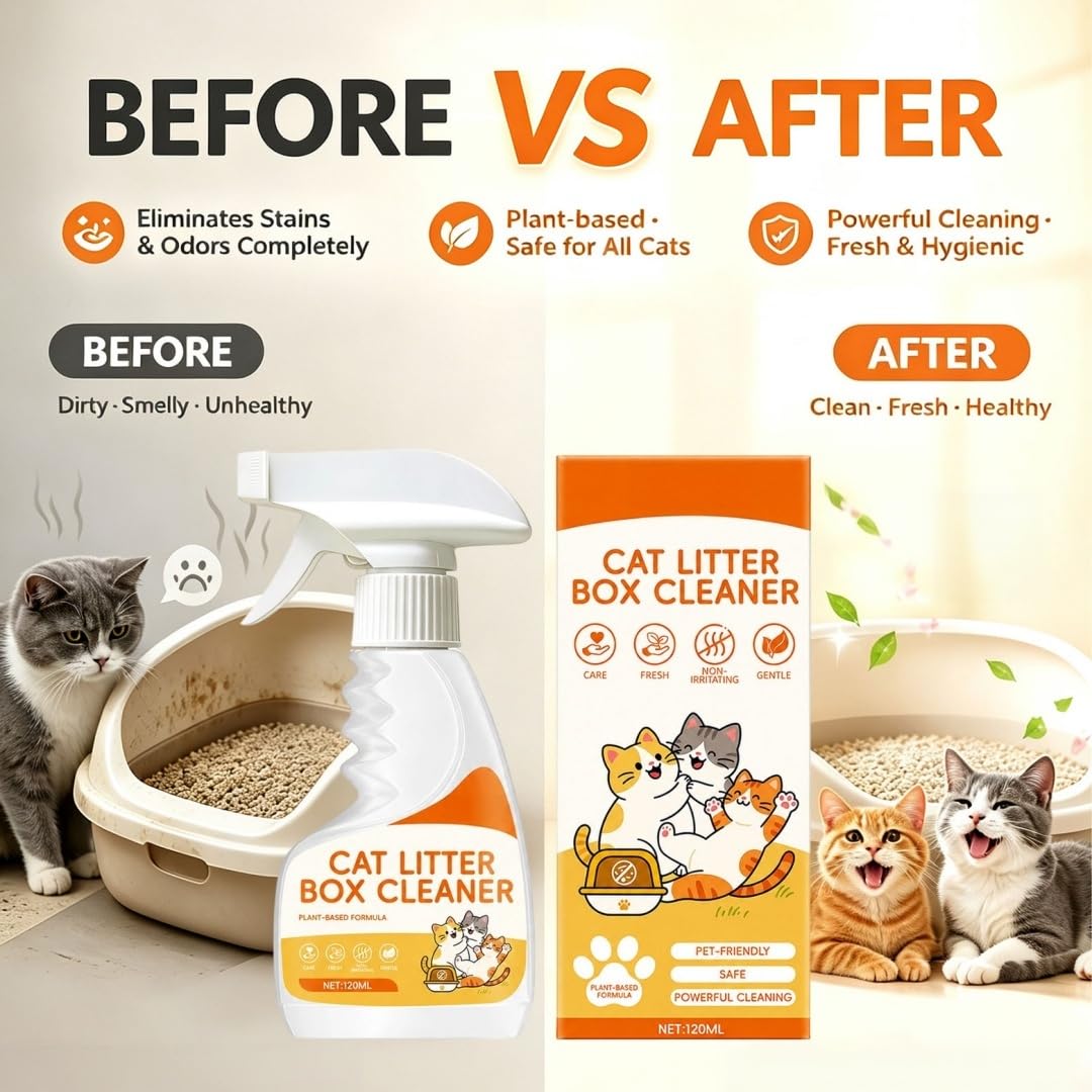 Katzentoilette Reinigungsspray, geruchsfreie für Haustiere (6pcs)