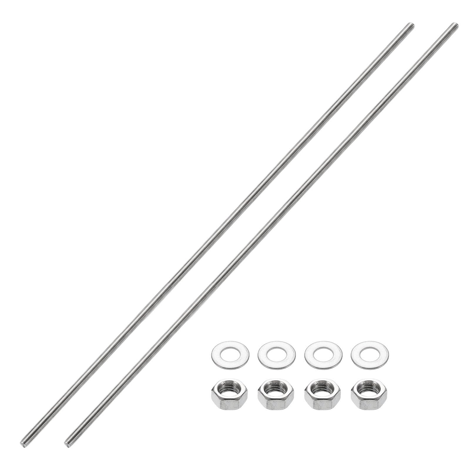 QUARKZMAN 2pcs Tige Filetée Complète M14 x 400mm Longueur, Tiges Filetées Complète Filetage à Droite en Acier Inoxydable 201 avec Écrous Rondelle Plate pour Serre-Joints Crochets U-Boulons