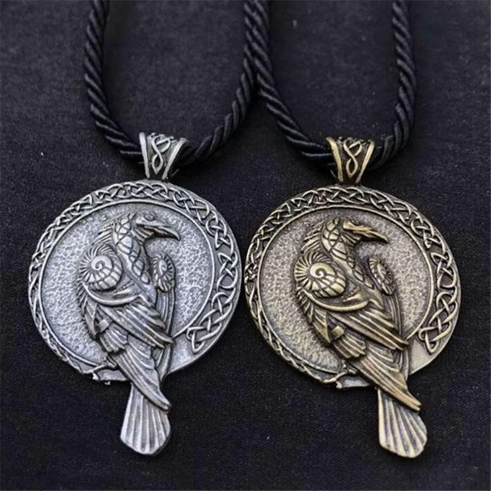 Crow Pendant Necklace Vintage Celtic Viking Crow Pendant Nordic Amulet Necklace for Women Men Gothic Jewelry - Image 4