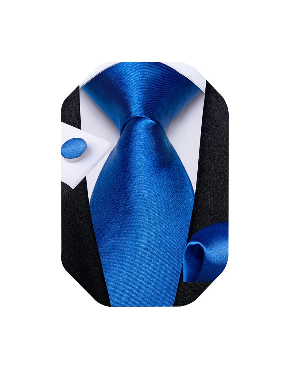 DiBanGuMen's Silk Tie and Pocket Square Woven Formal Tie Cufflink Set Solid Neckties