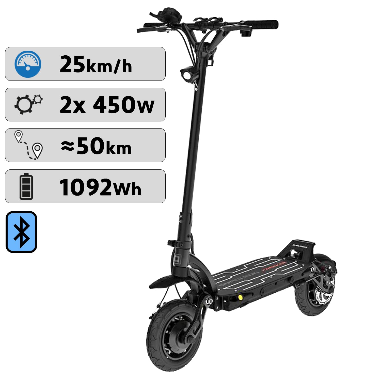 Minimotors - Trottinette Electrique Adulte Dualtron Forever - 60V 18.2Ah, 2 Moteur 450W, Autonomie jusqu'à 50km, 25km/h, Rapide puissante et Confortable, Noire