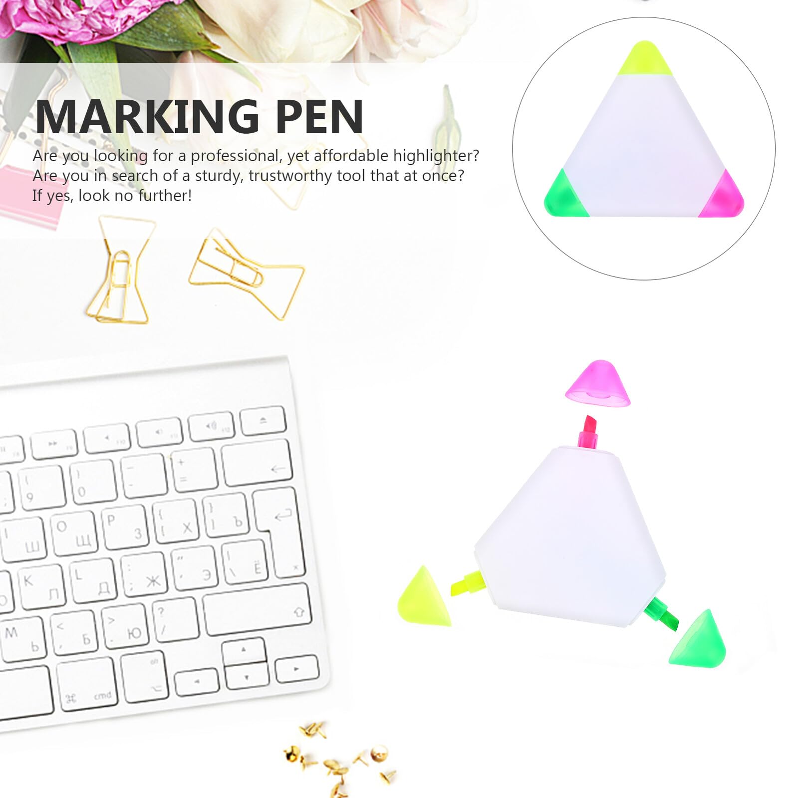 Tofficu 30 Pezzi Evidenziatori Triangolari Ergonomici Penne Fluorescenti Quick Dry per Studio e Ufficio Punta Resistente e Sbavatura per Scuola e Casa