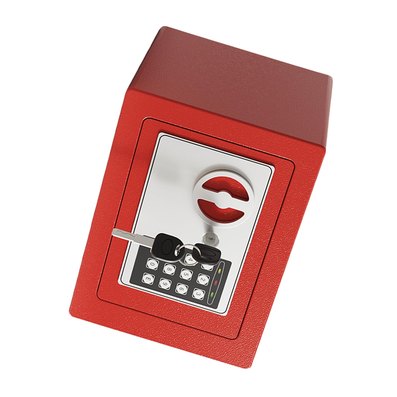 Mini Caja Fuerte de Metal Ignífuga, Cajas Fuertes para el Hogar, Caja Impermeable Ignífuga, con Teclado y 2 Llaves de Repuesto, Seguridad Digital para Dinero, Joyas, Documentos de (Roja)