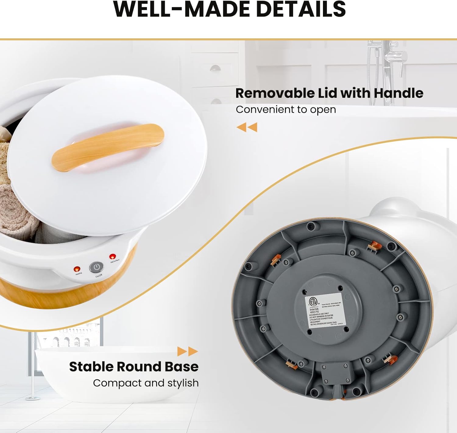 GIANTEX GT-GE-10158US-WH-ES Towel Warmer Bucket, White