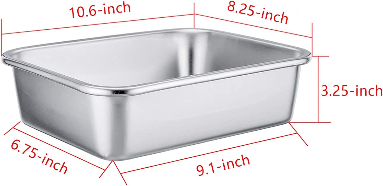 TeamFar Rectangular Cake Pan Brownie Pan, Stainless Steel Lasagna Casserole Baking Pan, 8’’x10’’x3’’, Rust Free & Non Toxic, Easy Clean & Dishwasher Safe - Image 7