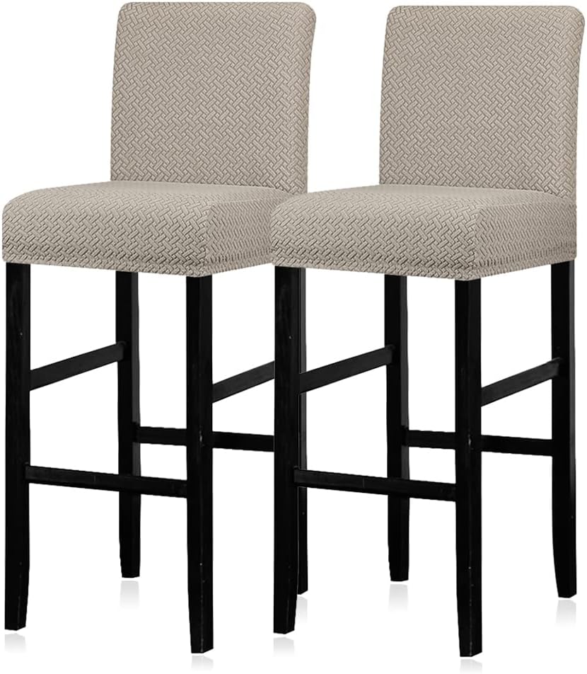 Lellen Bar Stool Covers Set of 2,Stretch Washable Barstool Seat Covers Removable Bar Chair Covers with Backs,Counter Height Bar Stool Chair Covers for Kitchen Dining Room Cafe
