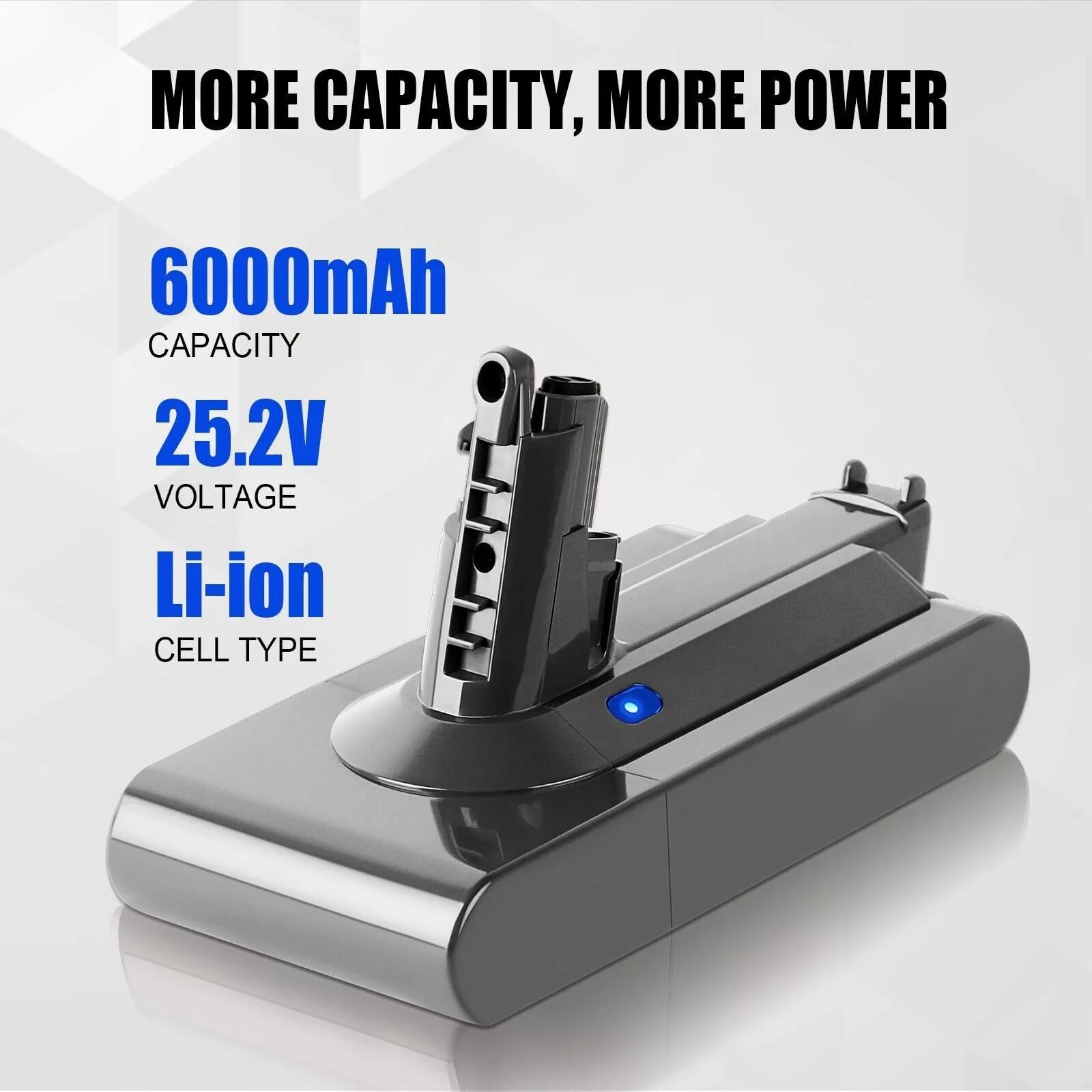Batterie de rechange Li-Ion à visser 25,2 V 6000 mAh compatible avec Dyson SV14, V11 Absolute, V11 Complete, V11 Motorhead, V11 Fluffy Handheld Aspirateur sans fil