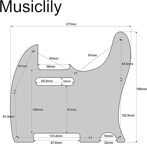 Miniatura 2 de Musiclily Pro 8-Hole Guitarra Tele Golpeador para JPN Made Fender Japan Telecaster, 4Ply Black Pearl