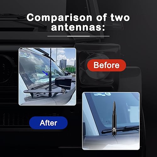 Miniatura 3 de Ajxn 1 - Antena de bala de 5.4 pulgadas para automóvil, camión, mástil de antena de automóvil, accesorios de camionetas, esqueleto de doble espada