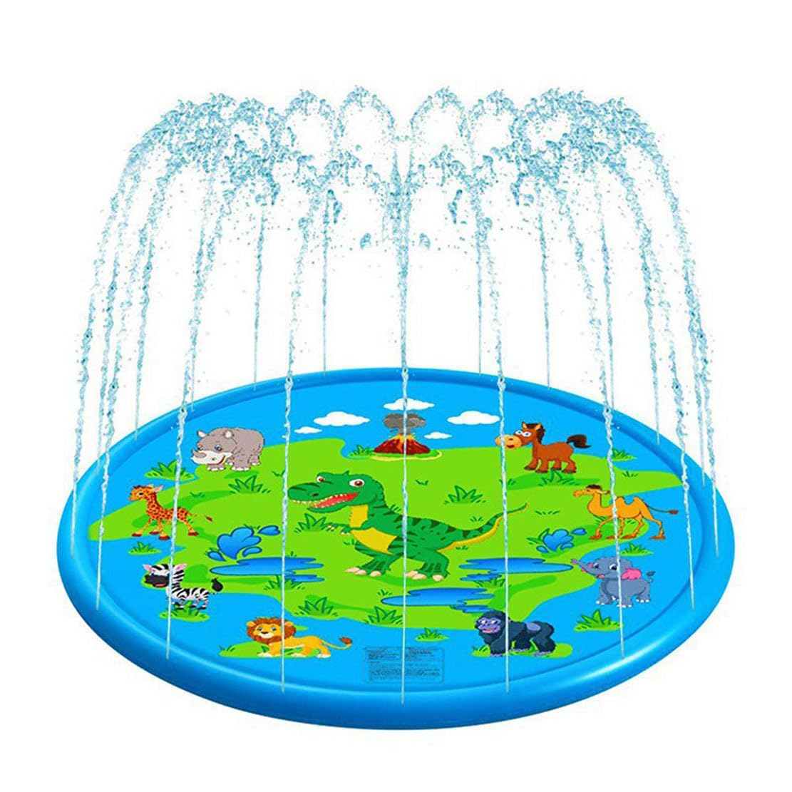Splash Pad for Kids and Dogs, Kids Splash Pad Sprinkler, Inflatable Sprinkler Play Mat, 170cm, Outdoor Summer Backyard Wading Pool with Spray, Foldable Outdoor Water Toy (Blue dinosaur)