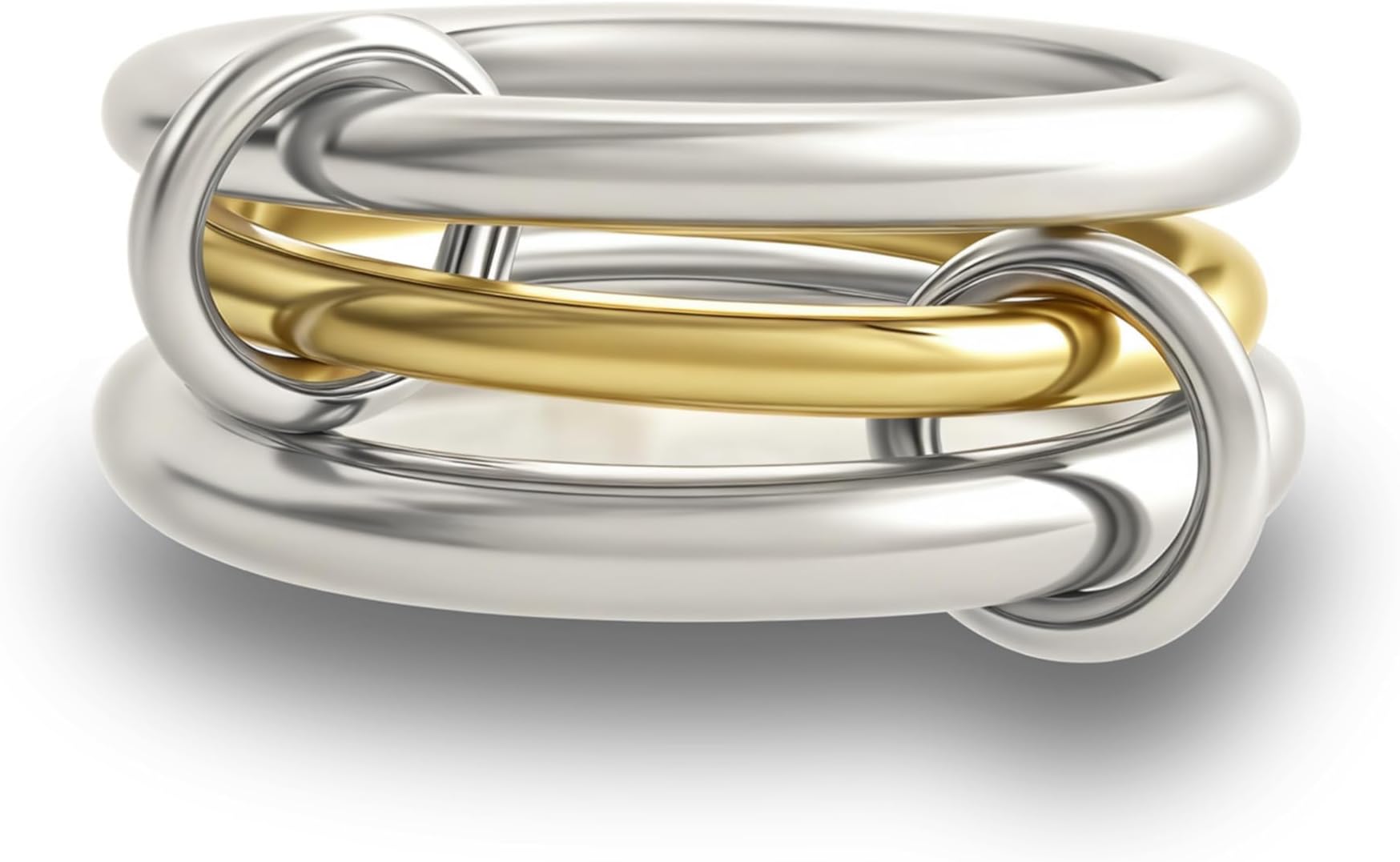Gold Stackable Rings for Women Non Tarnish, 18k Gold Plated Cubic Zirconia Rings, Silver Gold Multi Ring Mixed Metals Stack Rings Set