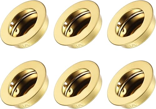 METALLIXITY Tirador de dedo para puerta de armario (1.378 in1.38 pulgadas), 6 unidades, tiradores circulares de acero inoxidable para puerta