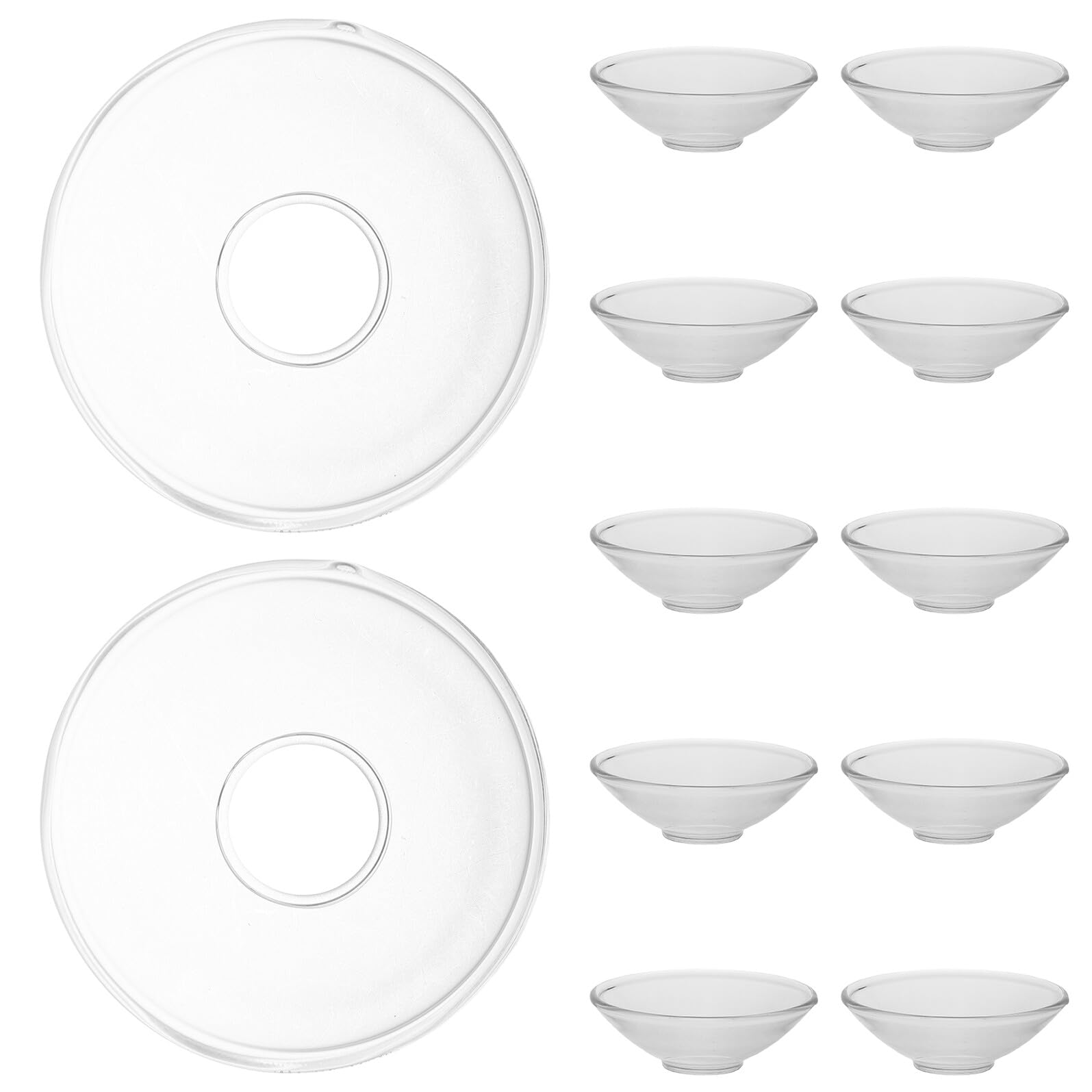 Récupérateur de Gouttes pour Bougies Coniques Cannelé 12 Pièces en Verre Transparent Protège-Cire Solide Décoration Intérieure pour Maison, Restaurant et Hôtel