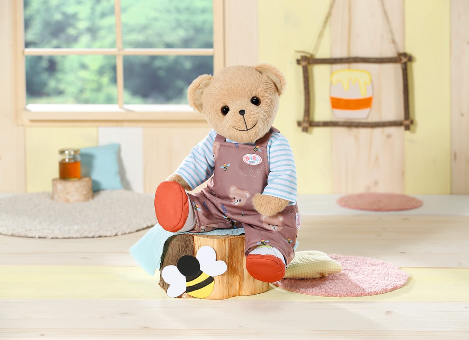 Zapf Creation 834732 Baby born bear garnitur, brązowe spodnie z kokardkami na misia lub lalkę o rozmiarze 43 cm z białymi butami.