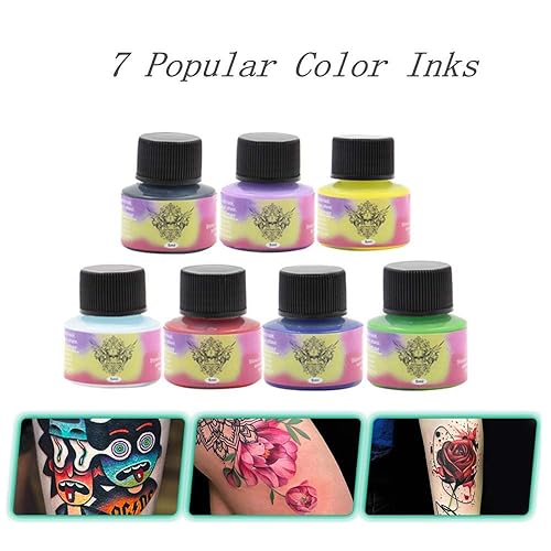 Miniatura 5 de Kit completo de tatuaje, kit de máquina de tatuaje Yuelong de 4 bobinas, pistolas de tatuaje con fuente de alimentación, tintas de pigmento de pedal