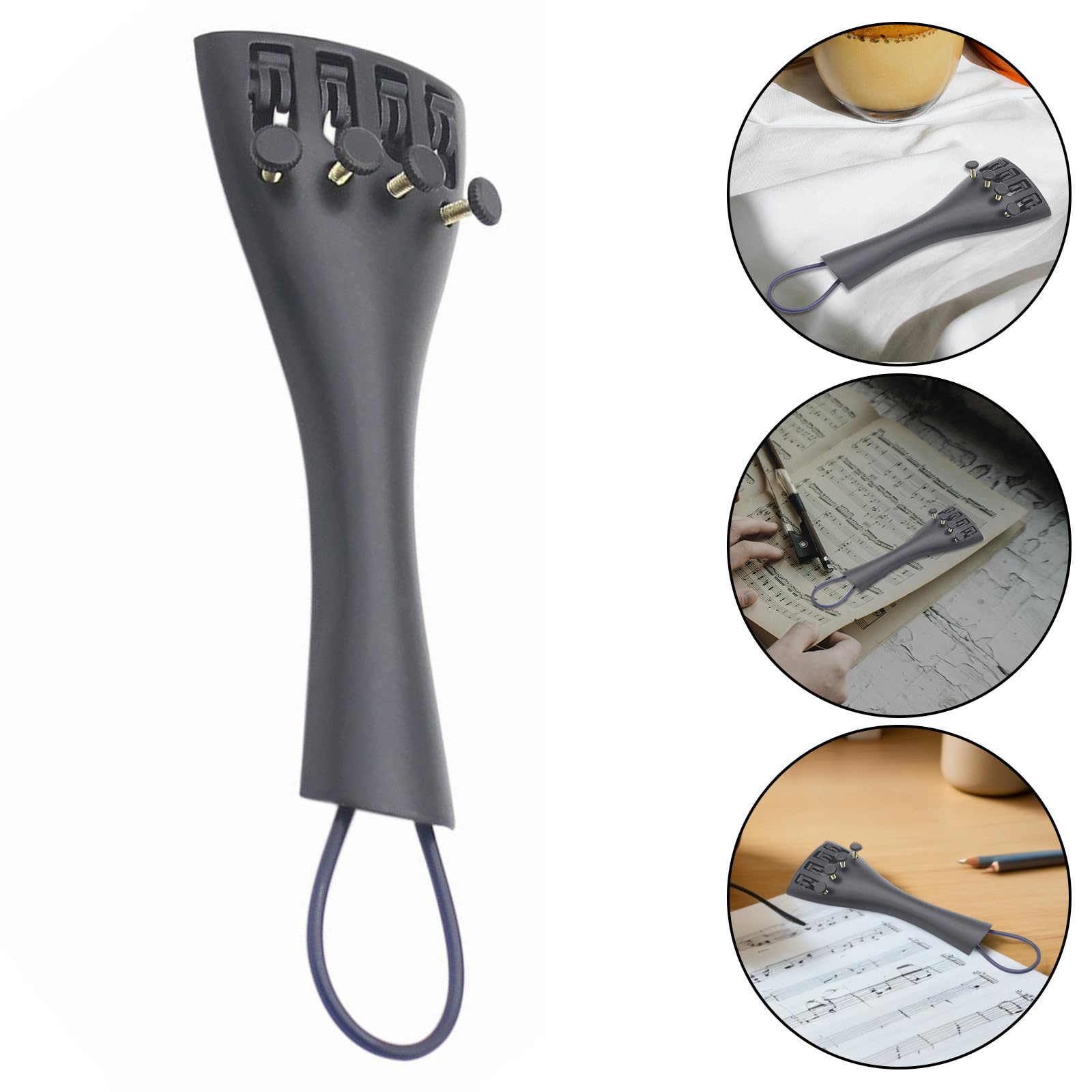 jojofuny Cordiera per Violino 4/4 Accessorio Facile da Usare per Accordatura Precisa in Lega di Alluminio 4 Accordatori Fini e Filo Cordiera